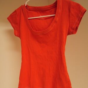 Anthropologie Pilcro Slim Scoop-Neck Tee (Orange)